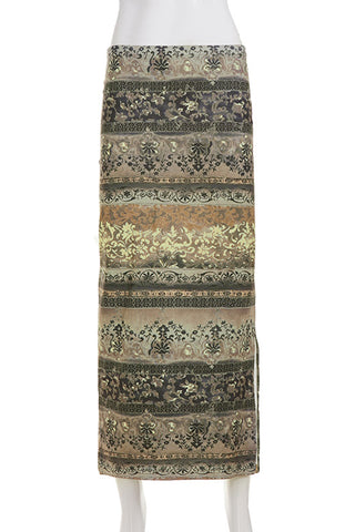 Elegant Patterned Maxi Skirt