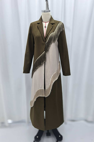 Fringe-Detail Wrap Coat