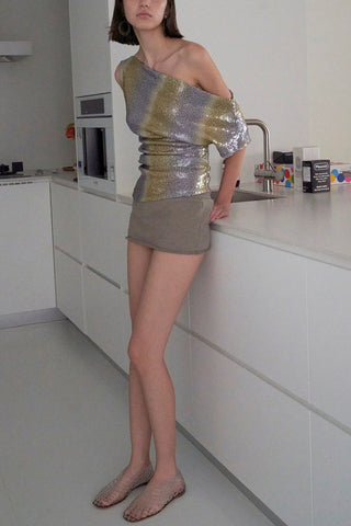 One-Shoulder Sequined T-Shirt