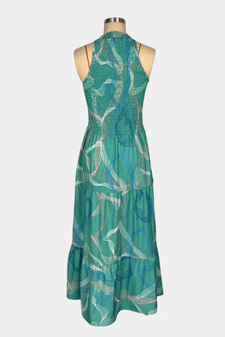Halter Maxi Dress with Abstract Print