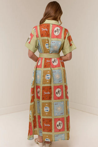 Patterned Button-Front Dress