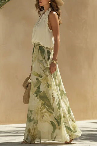 Halter Neck Floral Pants Set