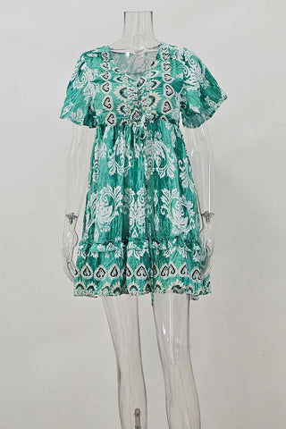 Floral V-Neck Casual Dress