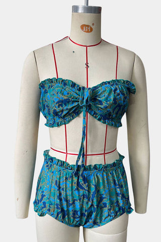 Striped Ruffle Bikini Set