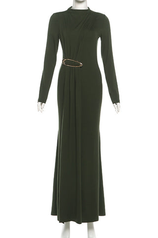 Elegant Full-Length Draped Evening Dress