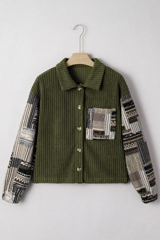 Plaid Patchwork Button Up Jacket