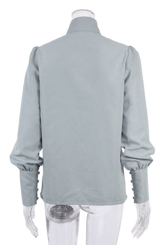 High Collar Button-Up Blouse