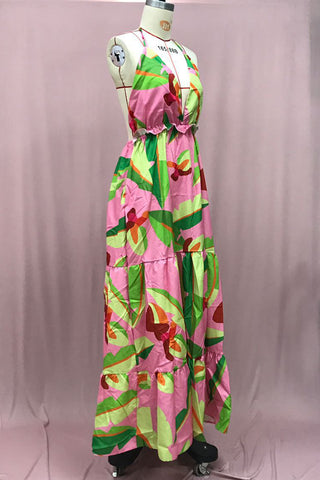 Halter Neck Tiered Maxi Dress