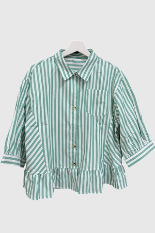 Striped Button-Front Blouse