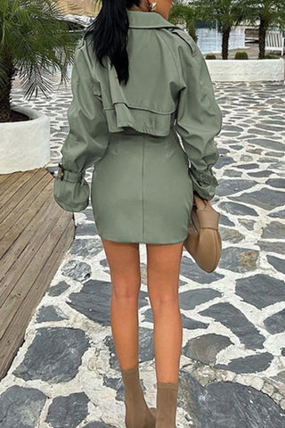 Button-Front Skirt Set with Jacket