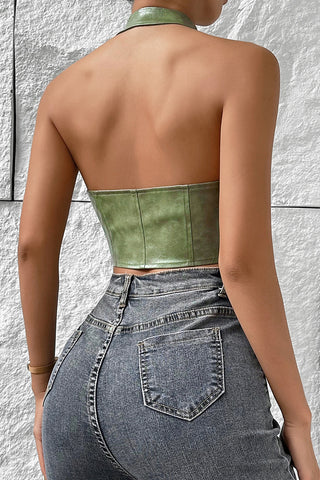 Lace-Up Halter Tank Top