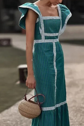 Striped Ruffle A-Line Dress