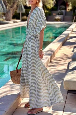 Elegant Striped Casual Maxi Dress