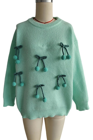 Playful Cherry-Embellished Sweater