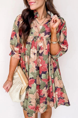Floral Frill V-Neck Mini Dress