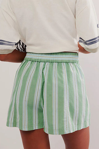 Striped Elastic Waist Casual Shorts