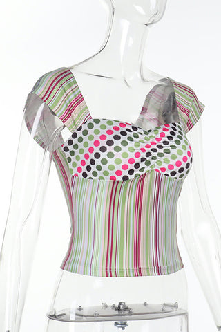 Patterned Square-Neck Blouse