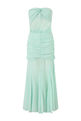 Strapless Ruched Casual Maxi Dress