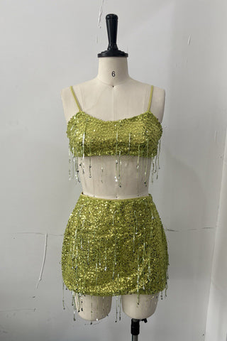 Strappy Sequin Crop Top