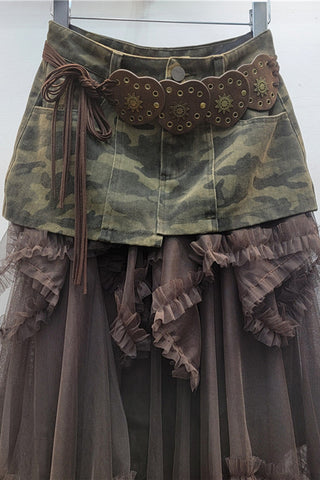 Layered Ruffle Midi Skirt