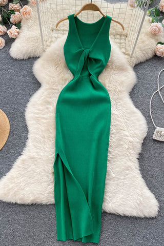 Knot Front Ribbed Dress