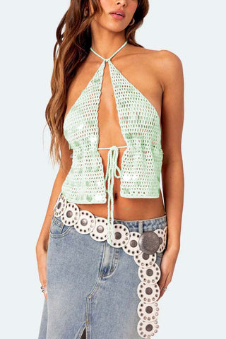 Open-Back Crochet Halter Top