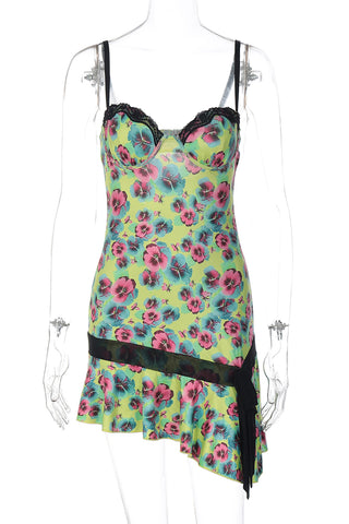 Floral Asymmetrical Casual Dress