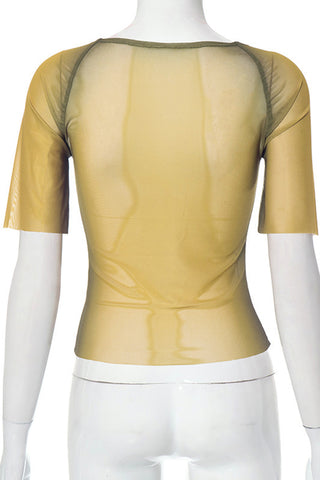 Graphic Sheer Short-Sleeve Top