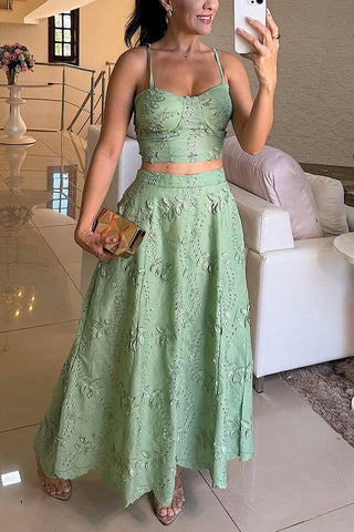 Floral Crop Top and Maxi Skirt Set