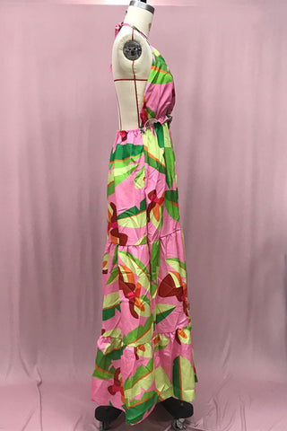 Halter Neck Tiered Maxi Dress