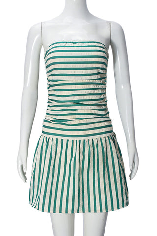 Strapless Striped Casual Dress