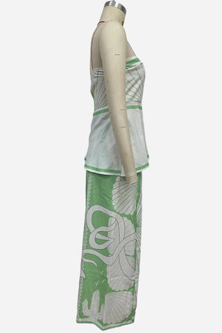 Strapless Skirt Set with Bold Print
