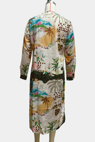 Artistic Print Longline Shirt Dress