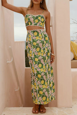 Floral Crop and Maxi Skirt Set