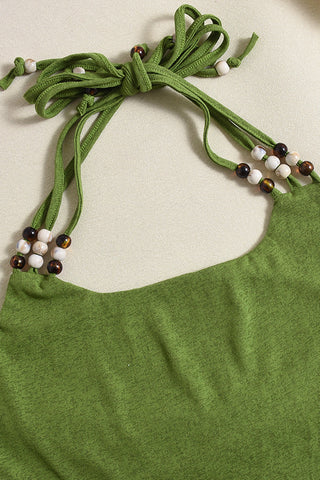 Beaded Strap Halter Tank Top