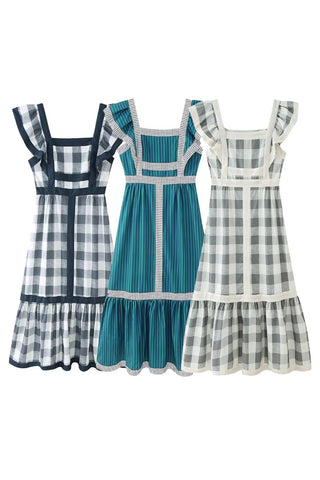 Striped Ruffle A-Line Dress