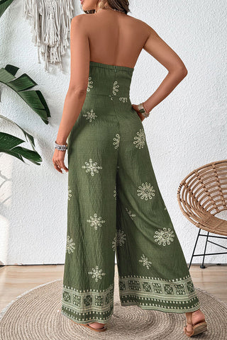 Strapless Wide-Leg Jumpsuit with Belt