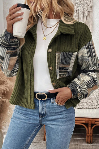 Plaid Patchwork Button Up Jacket