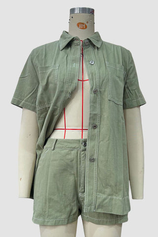 Button-Front Short Set