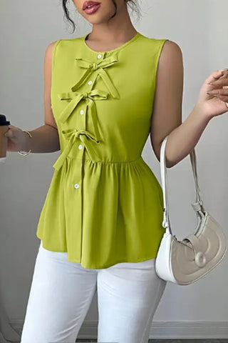 Bow Accent Sleeveless Tank Top