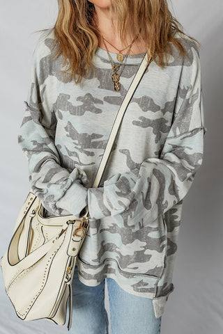 Camo Print Oversized Pullover