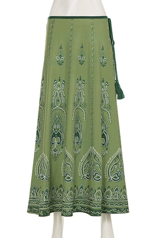 Patterned A-Line Maxi Skirt