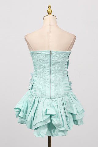 Strapless Evening Dress with Floral Appliqué