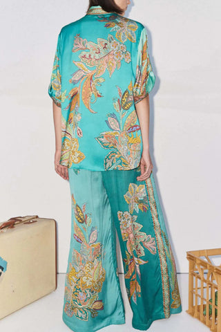 Floral Print Button-Front Pants Set