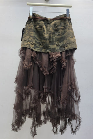 Layered Ruffle Midi Skirt