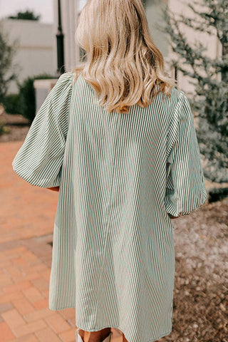 Striped Button-Front Casual Dress