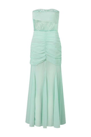 Strapless Ruched Casual Maxi Dress