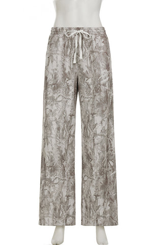 Drawstring Wide-Leg Casual Pants