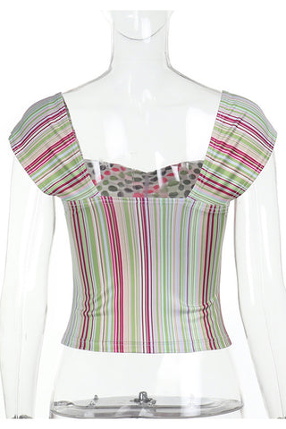 Patterned Square-Neck Blouse