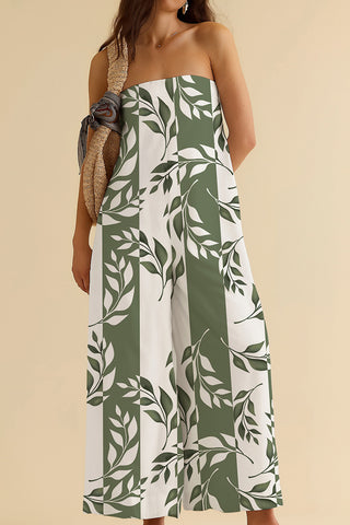 Strapless Wide-Leg Striped Jumpsuit